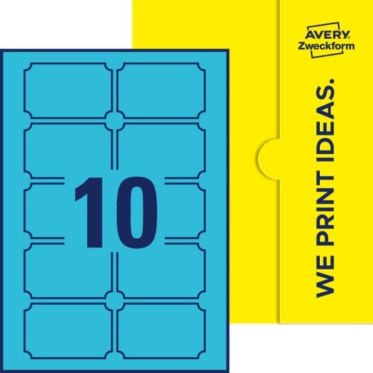 10 stk. Plaketteformede etiketter på et ark.