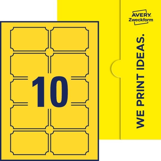 10 stk. Plaketteformede etiketter på et ark.