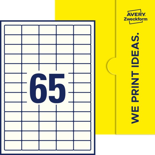 65 stk. etiketter pr. ark.