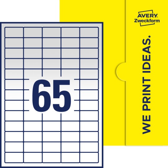 65 stk. etiketter pr. ark.
