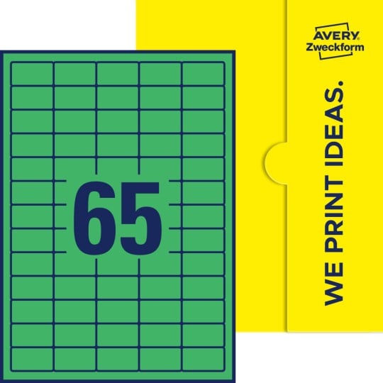 65 stk. etiketter pr. ark.