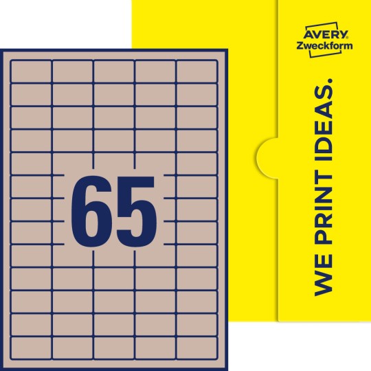 65 stk. etiketter pr. ark.