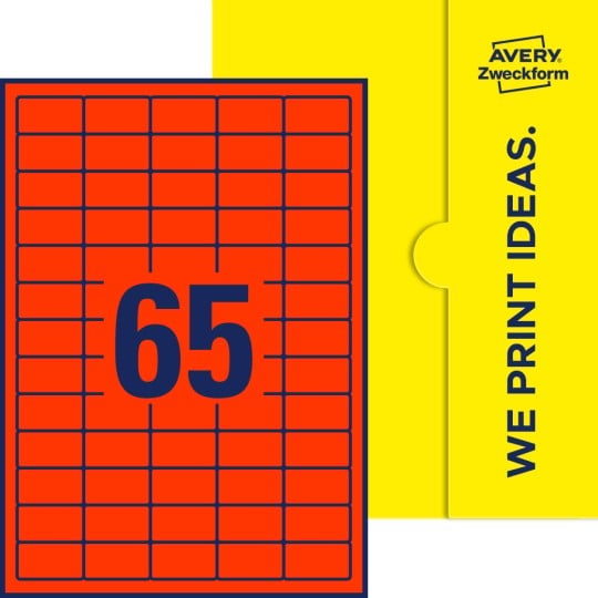 65 stk. etiketter pr. ark.