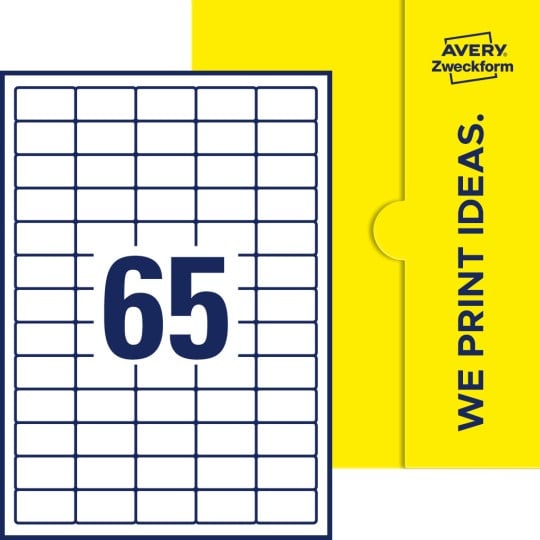 65 stk. etiketter pr. ark.