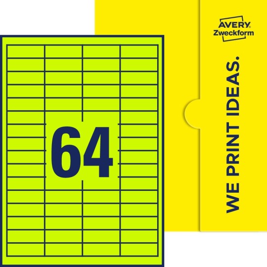 64 stk. etiketter pr. ark.