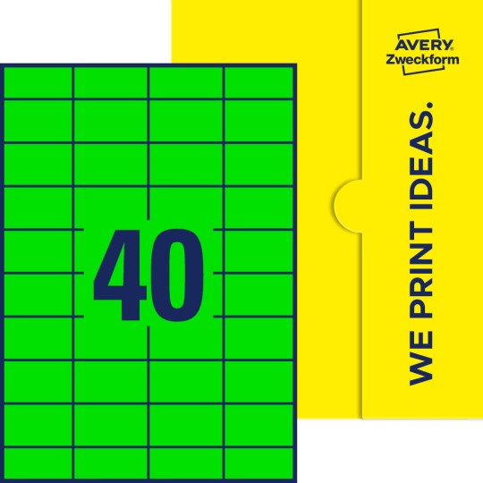 40 stk. etiketter pr. ark.