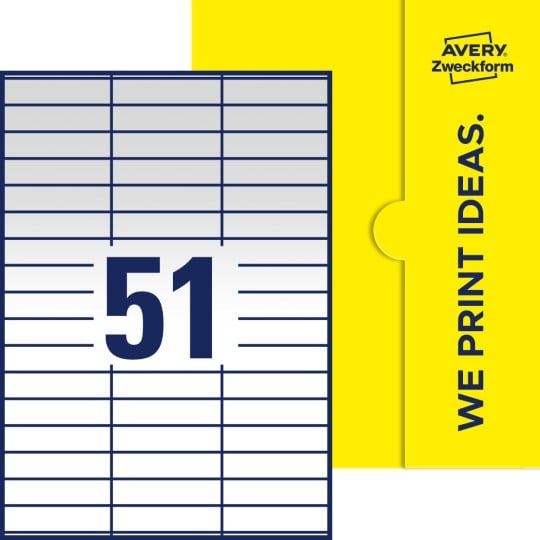 51 stk. etiketter pr. ark.