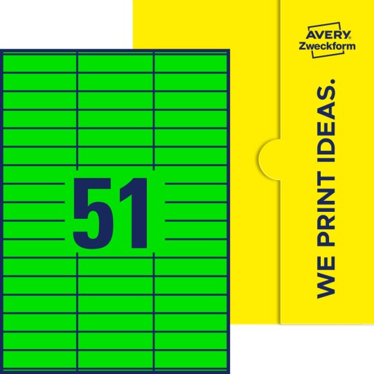51 stk. etiketter pr. ark.