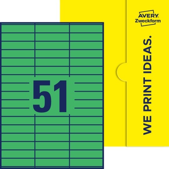 51 stk. etiketter pr. ark.