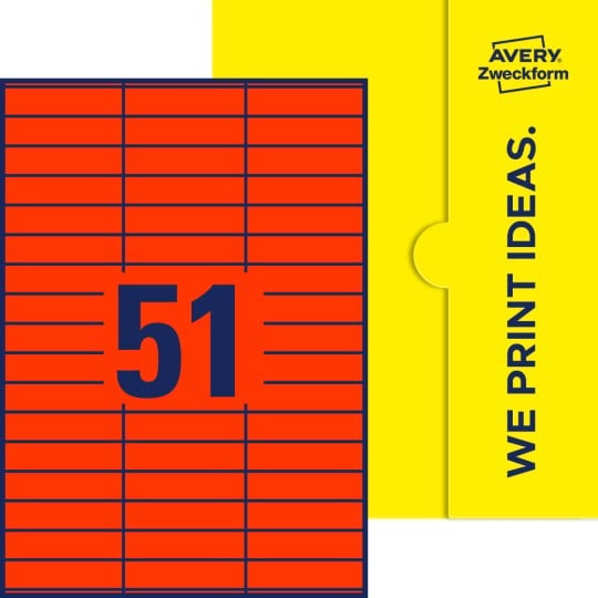 51 stk. etiketter pr. ark.