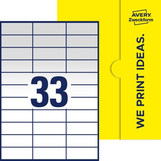 33 stk. etiketter pr. ark.