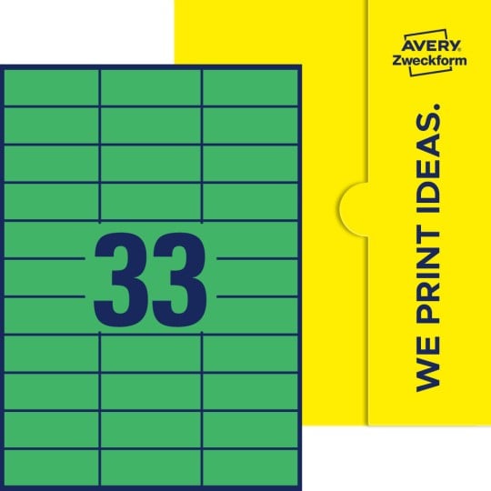 33 stk. etiketter pr. ark.
