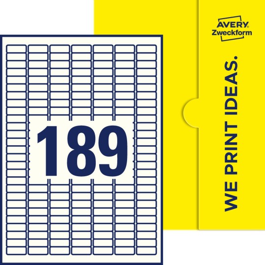 189 stk. etiketter pr. ark.