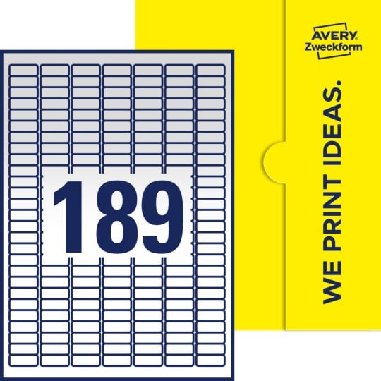 189 stk. etiketter pr. ark.