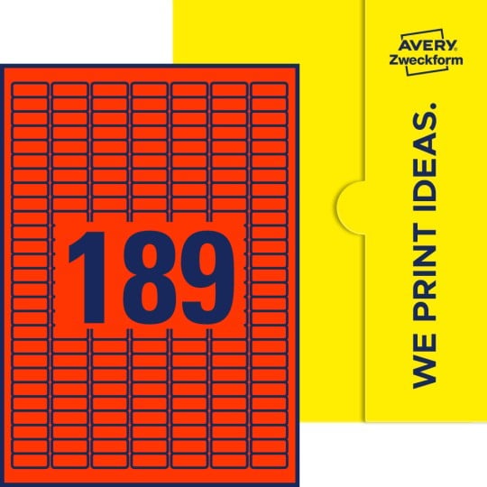 189 stk. etiketter pr. ark.