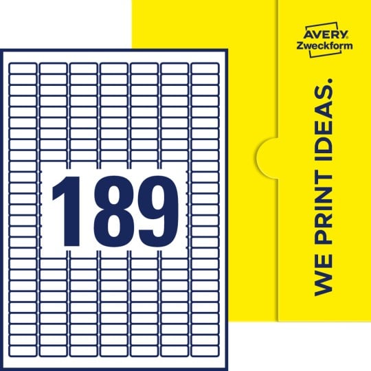 189 stk. etiketter pr. ark.