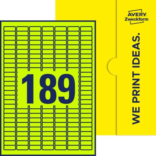 189 stk. etiketter pr. ark.