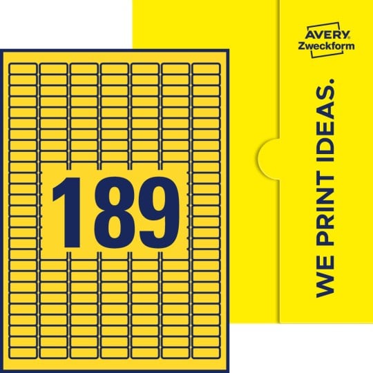189 stk. etiketter pr. ark.