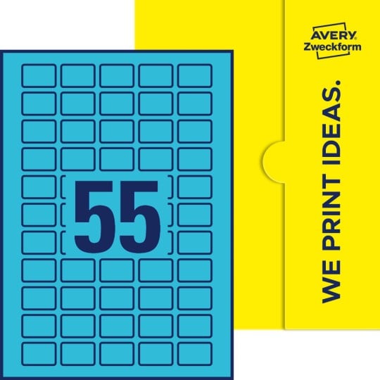 55 stk. etiketter pr. ark.
