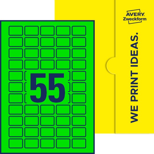 55 stk. etiketter pr. ark.