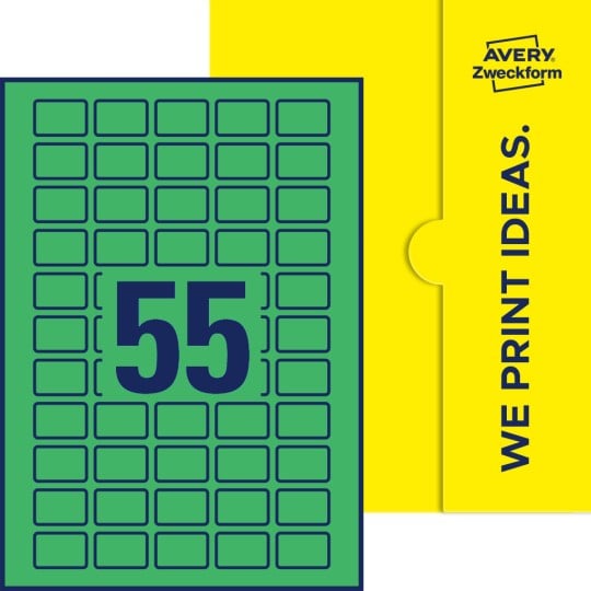 55 stk. etiketter pr. ark.