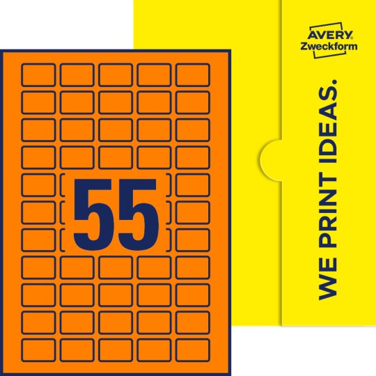 55 stk. etiketter pr. ark.