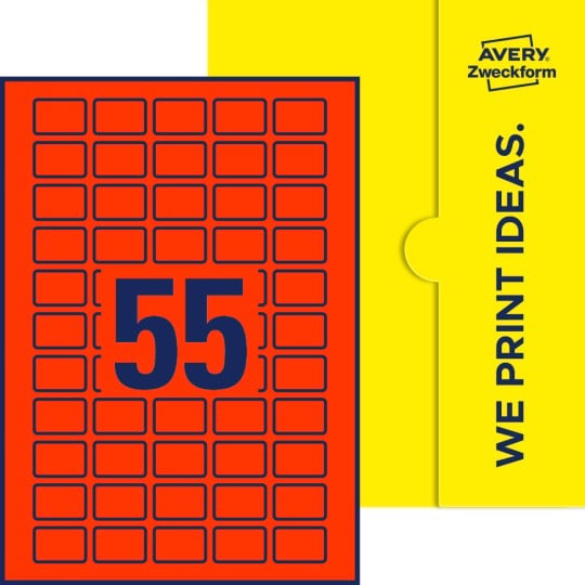 55 stk. etiketter pr. ark.