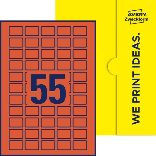 55 stk. etiketter pr. ark.