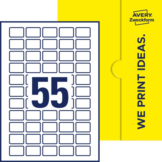 55 stk. etiketter pr. ark.