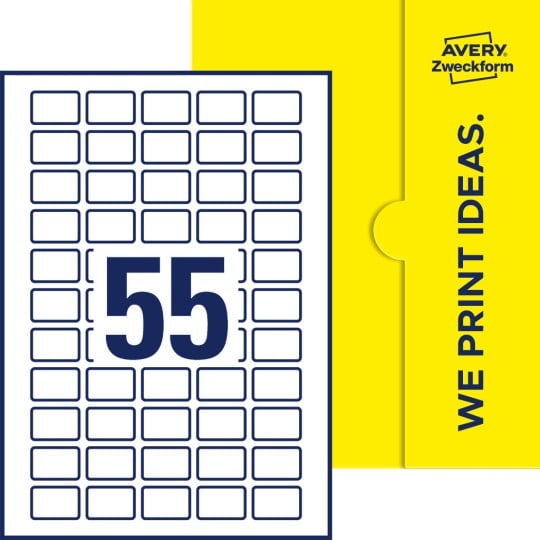55 stk. etiketter pr. ark.