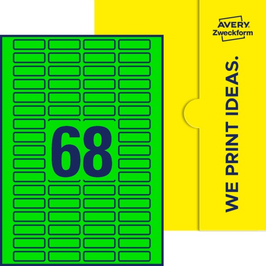 68 stk. etiketter pr. ark.
