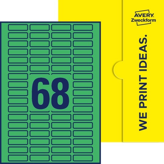 68 stk. etiketter pr. ark.