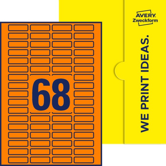 68 stk. etiketter pr. ark.