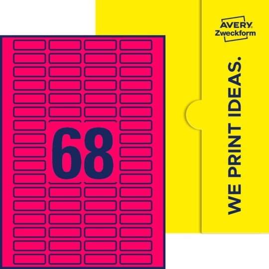 68 stk. etiketter pr. ark.