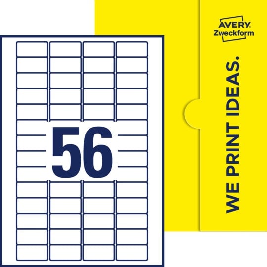 56 stk. etiketter pr. ark.