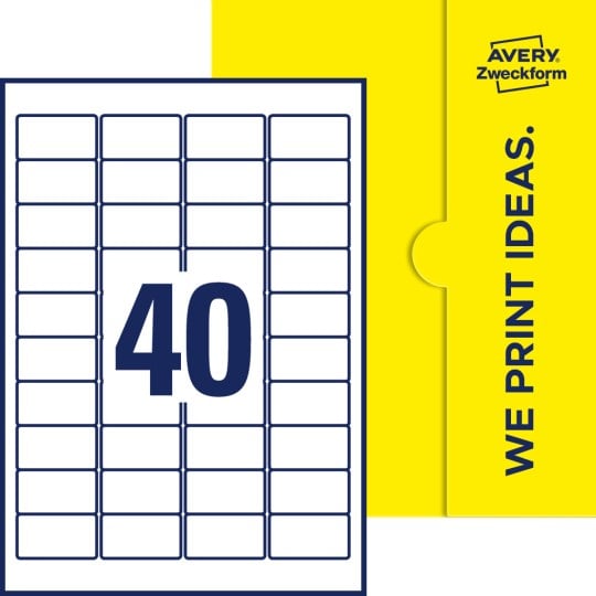 40 stk. etiketter pr. ark.