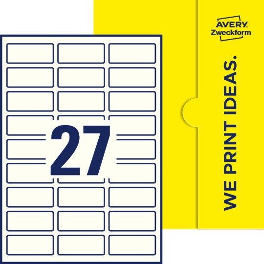27 stk. etiketter pr. ark.