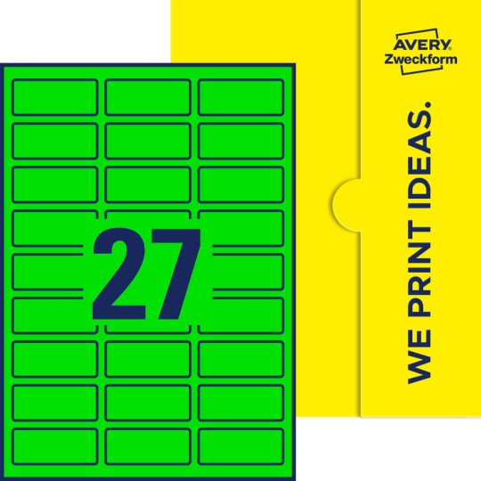 27 stk. etiketter pr. ark.