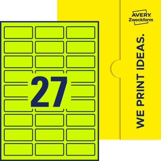 27 stk. etiketter pr. ark.