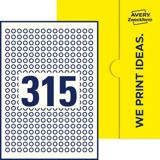 315 stk. etiketter pr. ark.