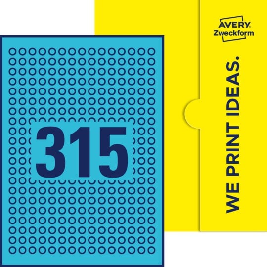 315 stk. etiketter pr. ark.