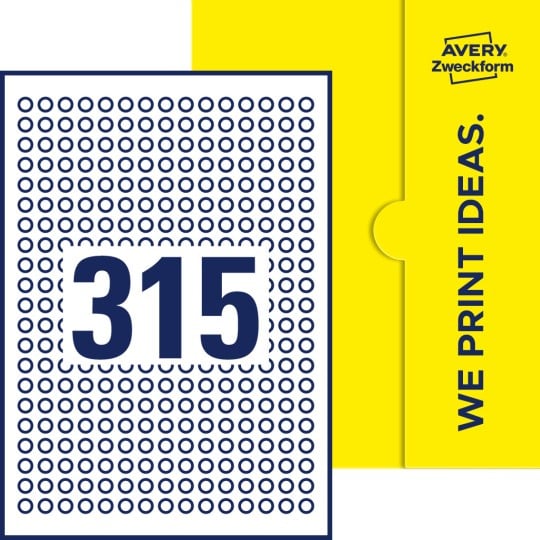 315 stk. etiketter pr. ark.