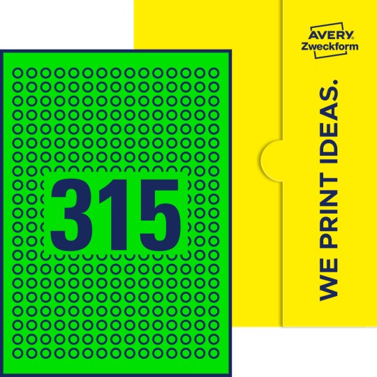 315 stk. etiketter pr. ark.