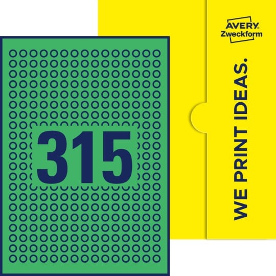 315 stk. etiketter pr. ark.