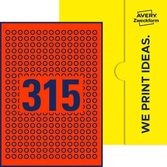 315 stk. etiketter pr. ark.