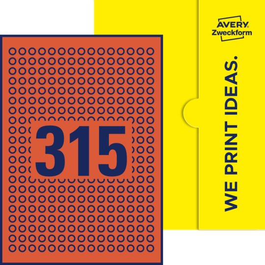315 stk. etiketter pr. ark.