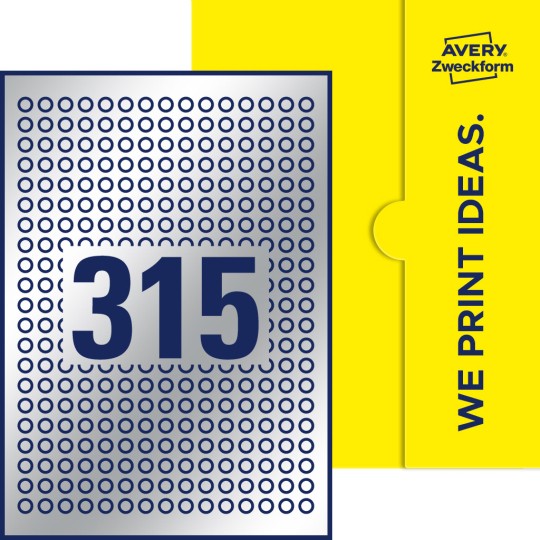 315 stk. etiketter pr. ark.