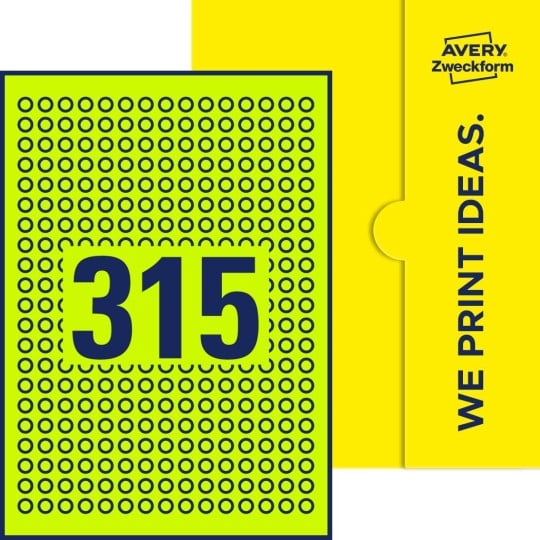 315 stk. etiketter pr. ark.