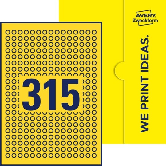 315 stk. etiketter pr. ark.
