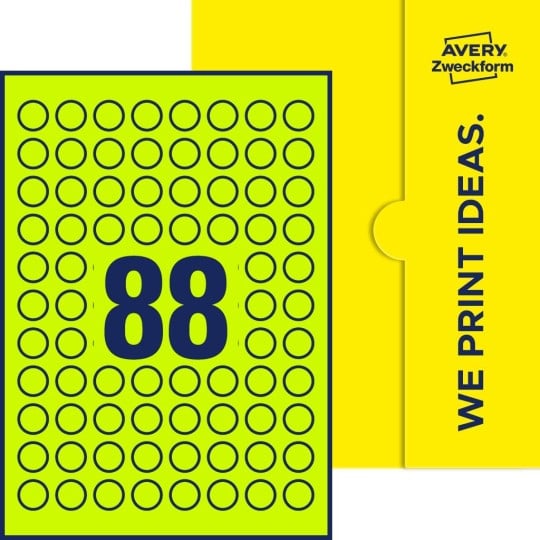 88 stk. etiketter pr. ark.